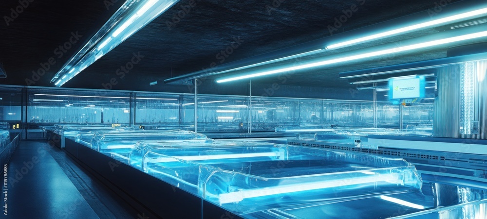 Fototapeta premium Futuristic Sterile Laboratory: Advanced Technology in a Cleanroom Environment