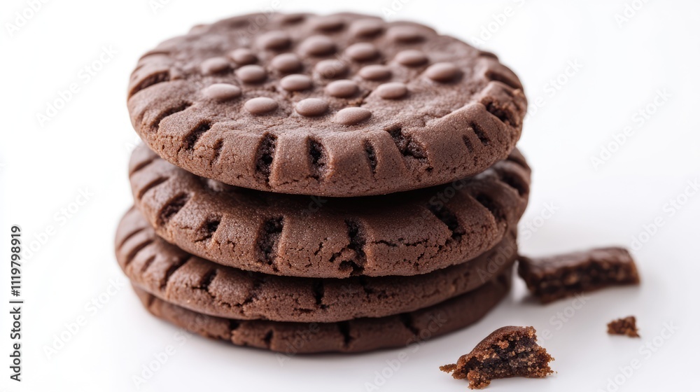 Delicious stacked chocolate cookies on a bright background showcasing homemade baked goods for dessert and snack ideas. Delicious stacked chocolate cookies on a bright background showcasing homemade baked goods for dessert and snack ideas.