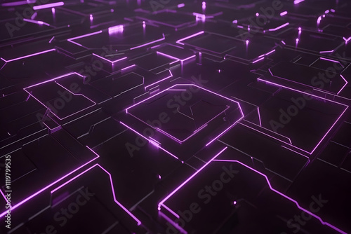 Abstract purple glowing circuit board texture.