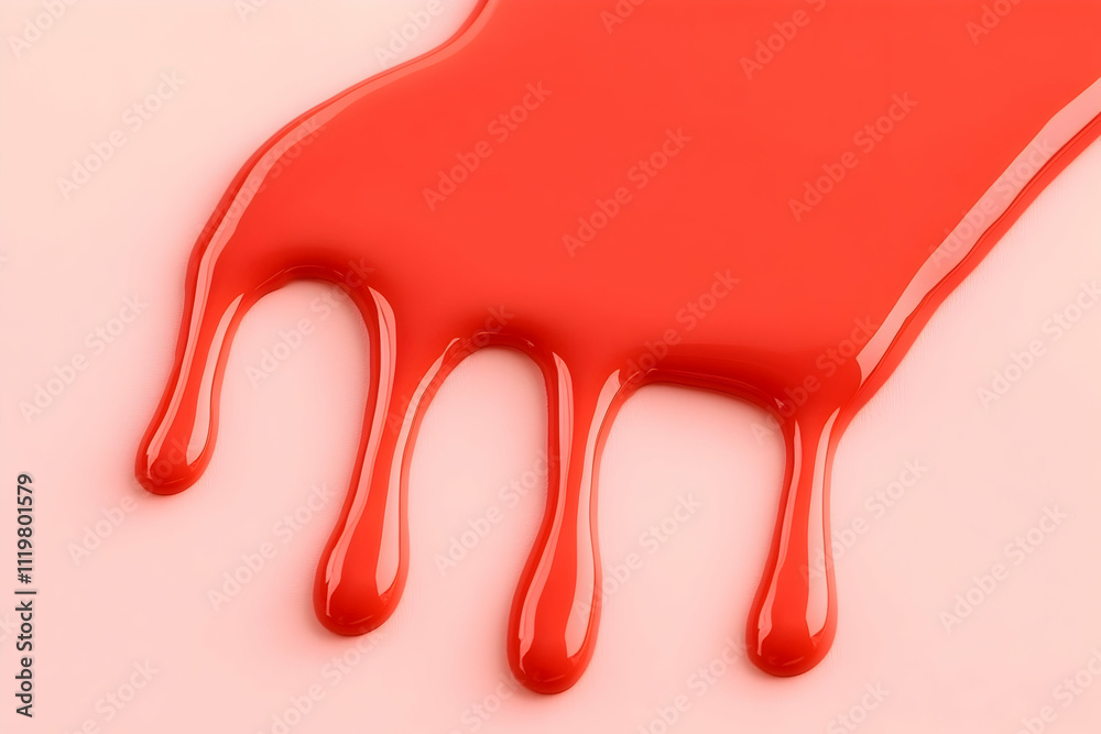 Abstract red paint dripping on pink background. Abstract red paint dripping on pink background.