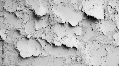 Textured concrete wall background with peeling cement surface showcasing weathered industrial aesthetics and raw material details. photo