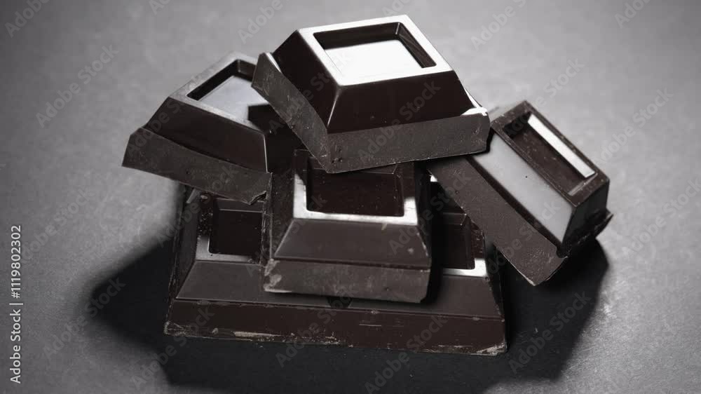 Pieces of chocolate on dark background. Pieces of chocolate on dark background.