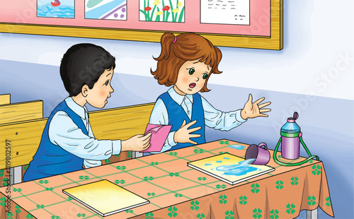 The female student who spilled a glass of water on her book. The wet book. The clumsy female student.