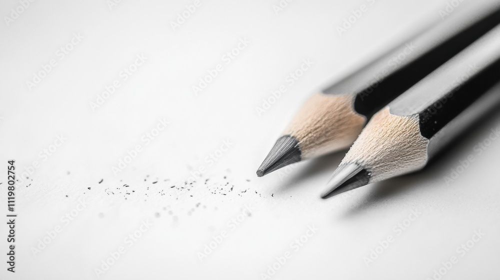 Close-up of two sharpened pencils on a clean white background. Close-up of two sharpened pencils on a clean white background.