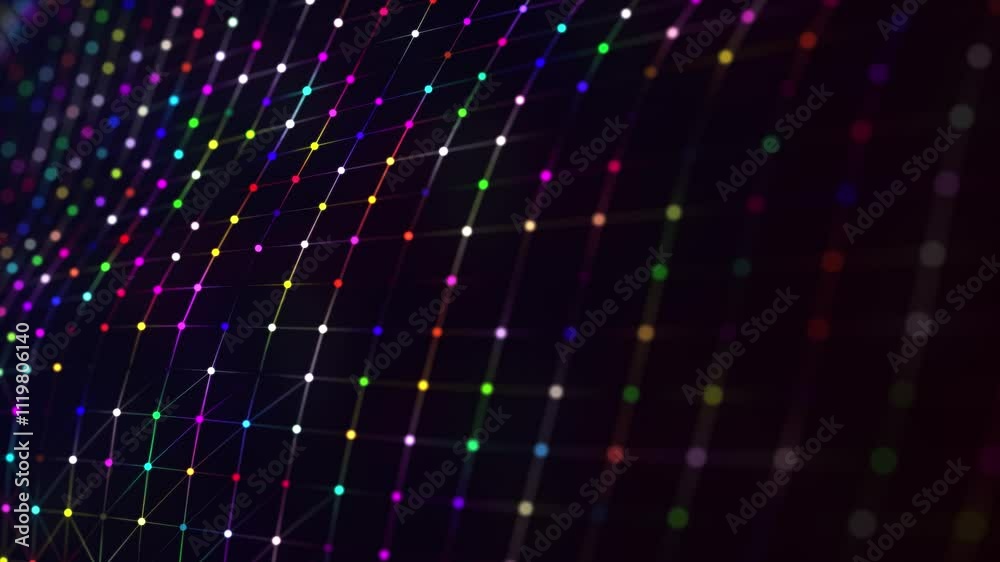 Animated dotted, colorful wave. Abstract digital wave of particles. Technological background. Colorful music wave. Light background. Digital background with smooth wavy lines. 3D Rendering. 4K animati Animated dotted, colorful wave. Abstract digital wave of particles. Technological background. Colorful music wave. Light background. Digital background with smooth wavy lines. 3D Rendering. 4K animati