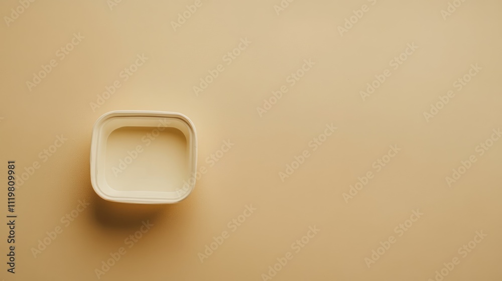 Brush resting in a paint tray on a neutral beige background viewed from above for creative or construction projects. Brush resting in a paint tray on a neutral beige background viewed from above for creative or construction projects.