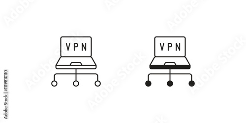 vpn set icon with white background vector stock illustration