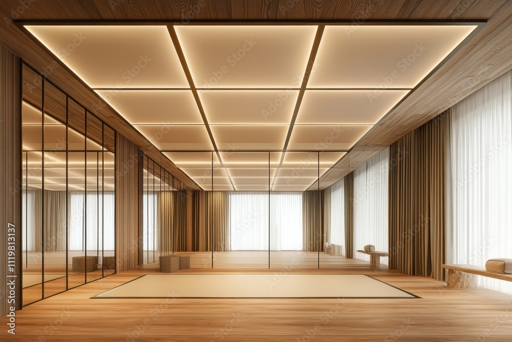 Modern minimalist space design cozy room interior photography bright environment wide-angle view contemporary concept