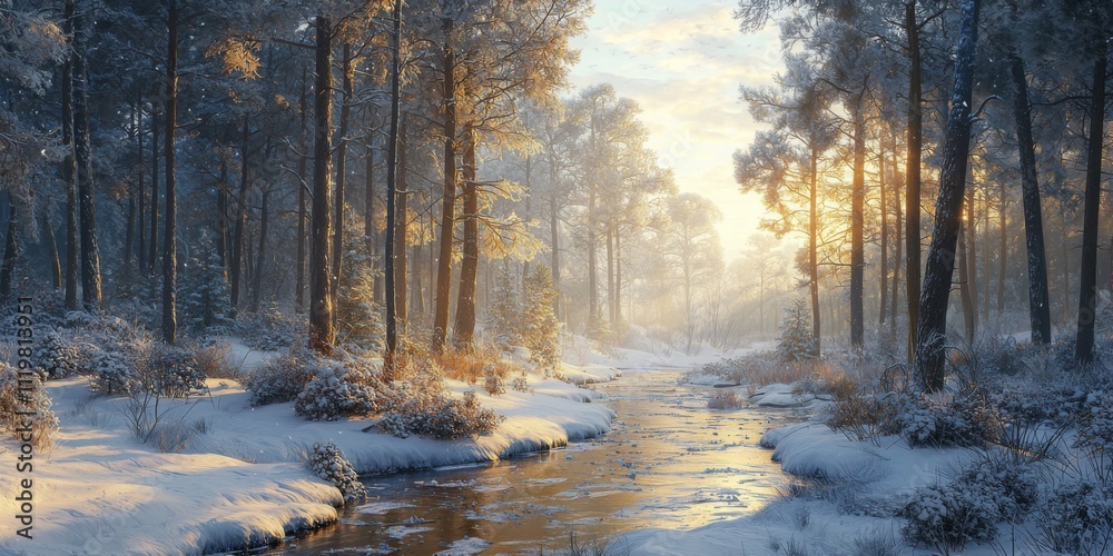 Majestic Winter Wonderland Snowy Forest Stream Sunrise 8k Majestic Winter Wonderland Snowy Forest Stream Sunrise 8k