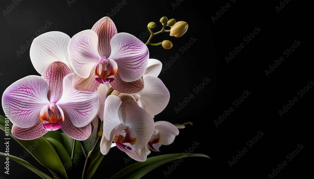 Obraz premium bouquet of orchid flowers on black background