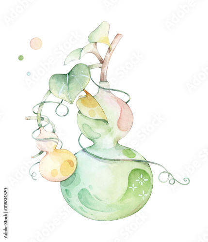 Slika na platnu Watercolor gourd and calabash clip art
