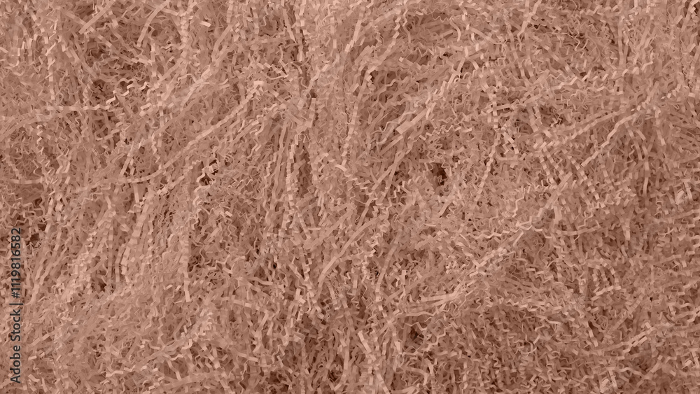 Shredded paper texture, filling for gift box, stuffing and shipping. Brown decorative straws fillers for product placement. Paper trash texture. Selective focus. Mocha Mousse, Color of the Year 2025. Shredded paper texture, filling for gift box, stuffing and shipping. Brown decorative straws fillers for product placement. Paper trash texture. Selective focus. Mocha Mousse, Color of the Year 2025.