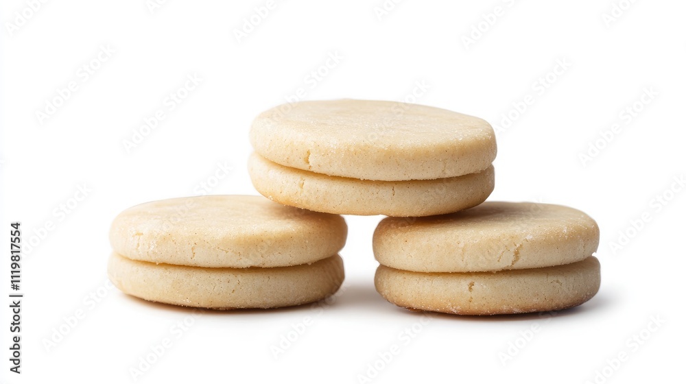 Delicious almond Dutch cookies stacked on a clean white background showcasing their smooth texture and inviting appearance Delicious almond Dutch cookies stacked on a clean white background showcasing their smooth texture and inviting appearance