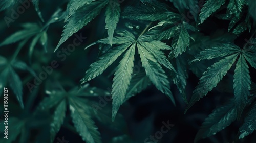 Green Cannabis sativa leaves close-up shot highlighting the beauty and texture of this important medical plant