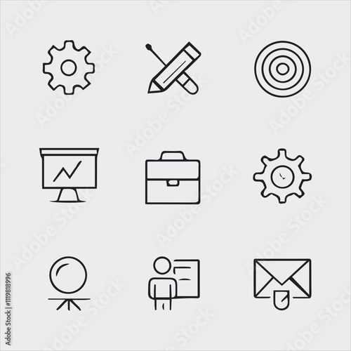 minimalist line art icon event collection set