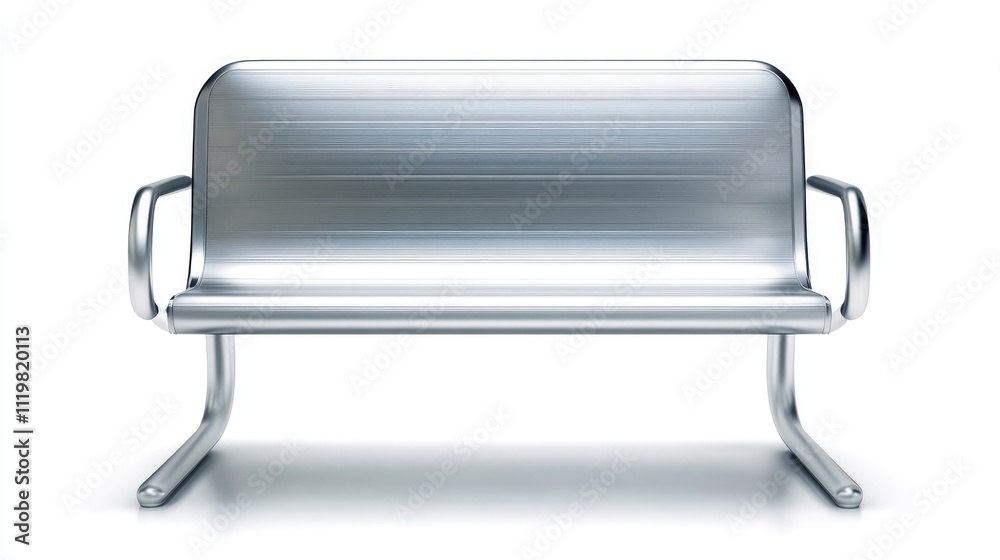 Aluminum bench with sleek design isolated on white background showcasing modern minimalist furniture aesthetic Aluminum bench with sleek design isolated on white background showcasing modern minimalist furniture aesthetic