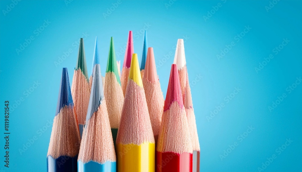 Set of colored pencils on isolated background with clipping path and full depth of life Set of colored pencils on isolated background with clipping path and full depth of life