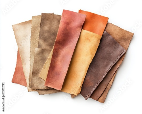 Obraz na płótnie Colorful leather swatches arranged on a white background, ideal for design projects. w salonie