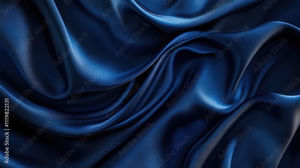 Elegant dark blue silk fabric folds creating a luxurious background texture for design and artistic applications. Elegant dark blue silk fabric folds creating a luxurious background texture for design and artistic applications.