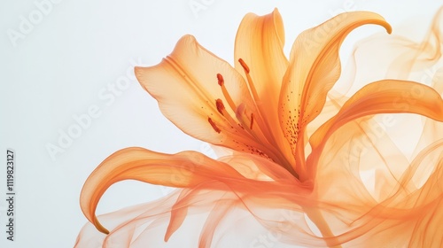 Wallpaper Mural Elegant orange lily flower with delicate petals and graceful silk backdrop showcasing natural beauty and softness. Torontodigital.ca