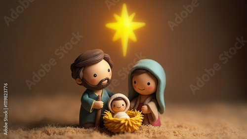 Cute nativity scene with star