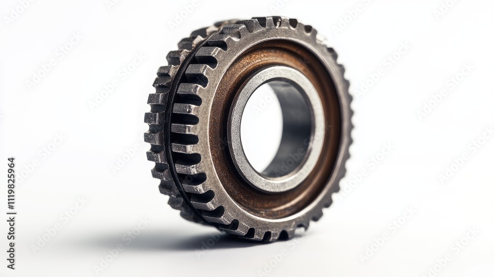 Industrial bearing with detailed texture isolated on white background suitable for engineering and manufacturing concepts. Industrial bearing with detailed texture isolated on white background suitable for engineering and manufacturing concepts.