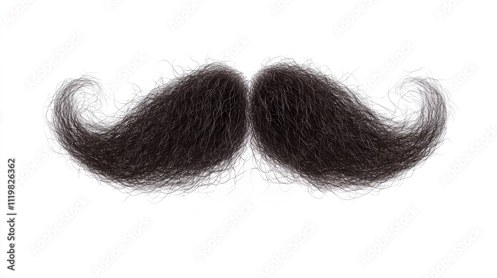 Black curly mustache and goatee beard displayed on a white background showcasing detailed textures and styles for creative projects Black curly mustache and goatee beard displayed on a white background showcasing detailed textures and styles for creative projects