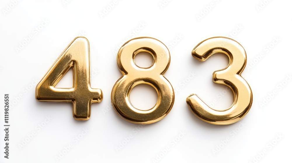 Gold Arabic numerals 483 displayed on a clean white background showcasing elegance and modern design suitable for various applications Gold Arabic numerals 483 displayed on a clean white background showcasing elegance and modern design suitable for various applications