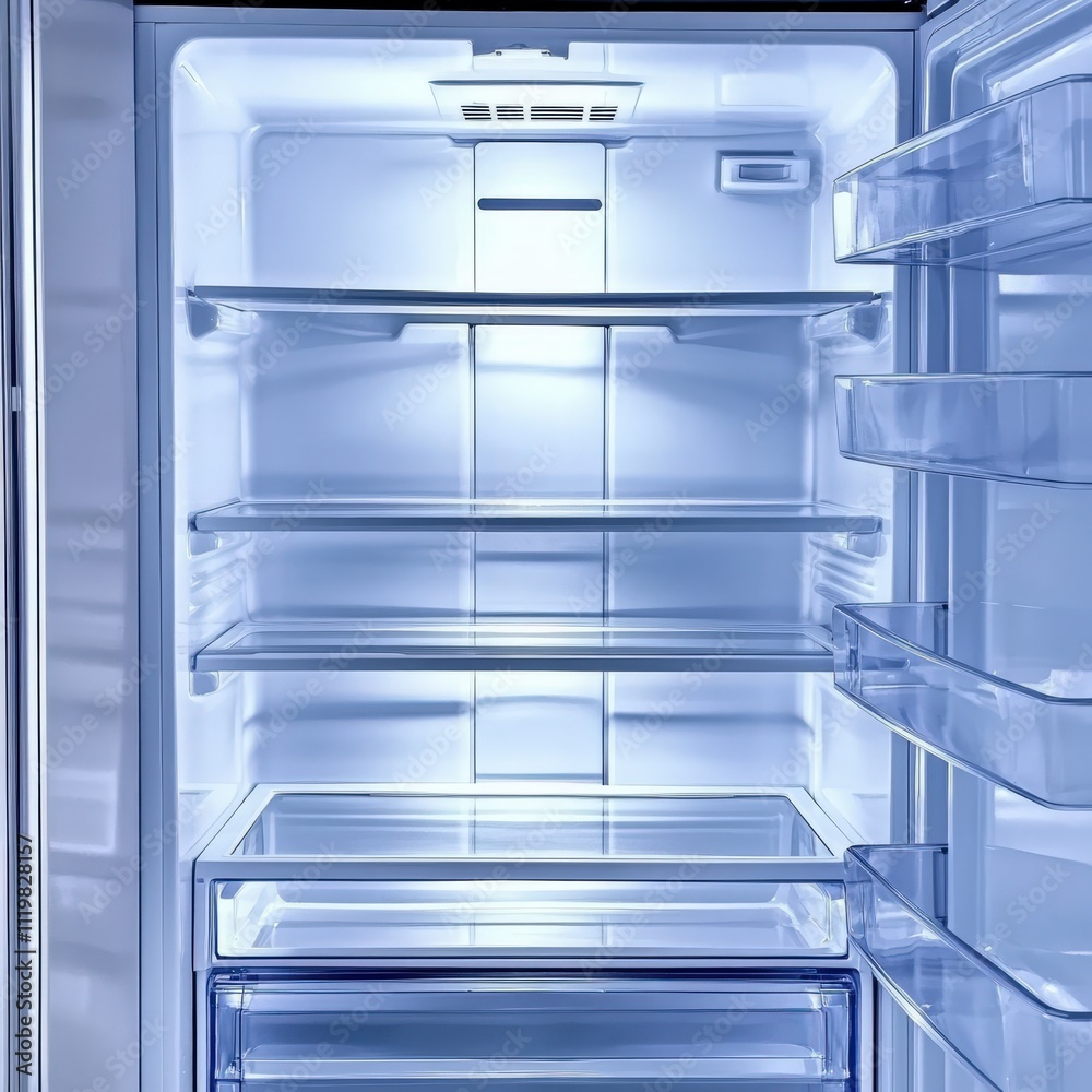 A pristine double white freezer refrigerator displayed in close-up. A pristine double white freezer refrigerator displayed in close-up.