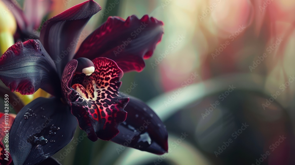 Naklejka premium Stunning close-up of a rare orchid showing off its beauty