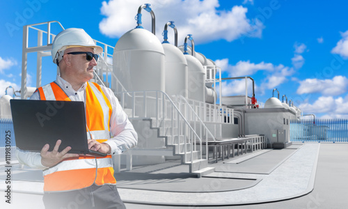 Man builder. Industrial fac...