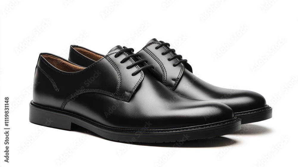 Classic black leather dress shoes for men with lace-up design suitable for formal and casual occasions Classic black leather dress shoes for men with lace-up design suitable for formal and casual occasions