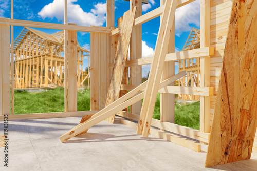 Wooden houses under constru...