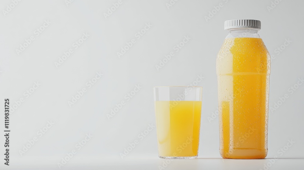 Fresh apple juice in a transparent glass and plastic bottle on a clean white background showcasing hydration and health benefits. Fresh apple juice in a transparent glass and plastic bottle on a clean white background showcasing hydration and health benefits.