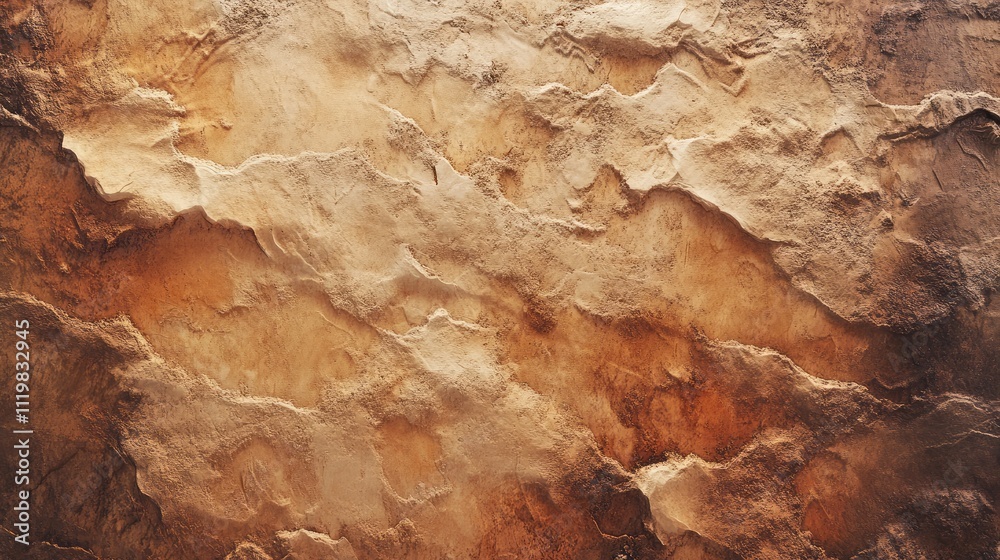 Aerial view of textured sandy desert landscape showcasing undulating sand dunes and natural earth tones in a serene environment
