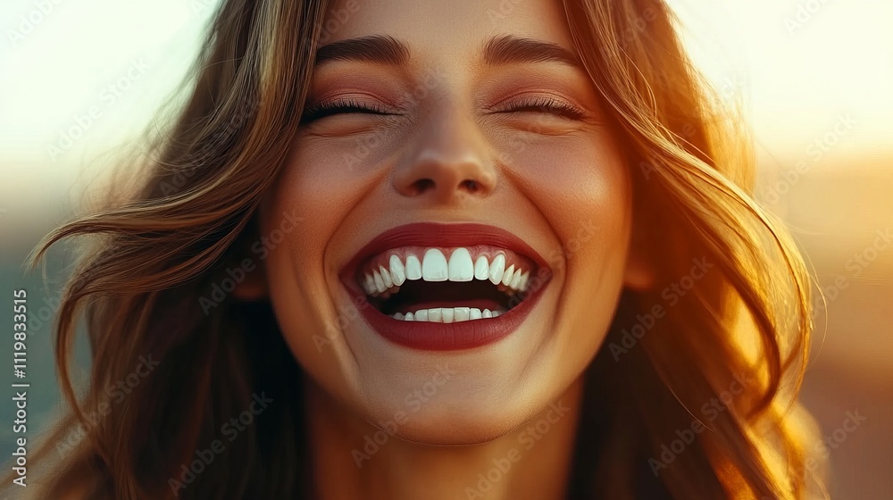 Radiant Woman's Joyful Smile: A Portrait of Happiness and Delight Radiant Woman's Joyful Smile: A Portrait of Happiness and Delight