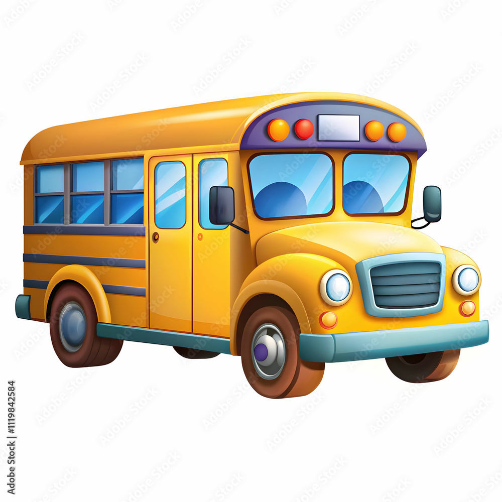 cartoon school bus on white background