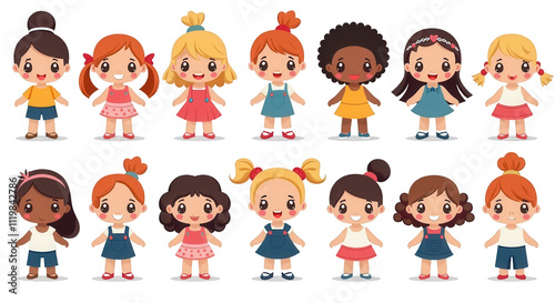 Cute Cartoon Children Illustration with Transparent Background for Design and Decor