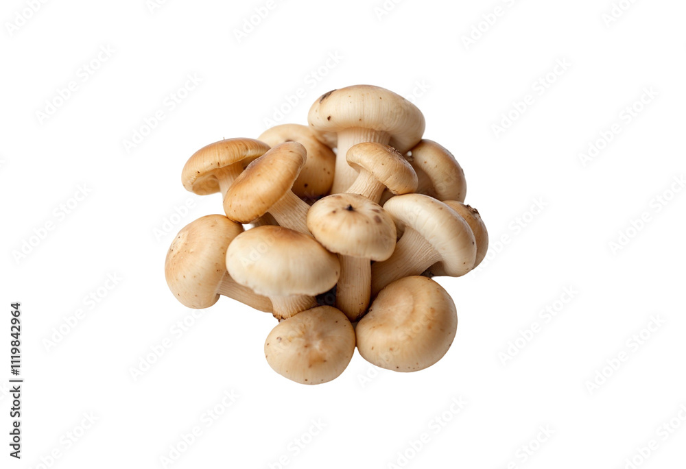 Collection of fresh white mushrooms on a transparent background showcasing their natural form and texture, perfect for culinary or agricultural use Collection of fresh white mushrooms on a transparent background showcasing their natural form and texture, perfect for culinary or agricultural use