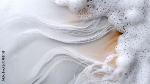 Wallpaper Mural Abstract Foam and Liquid Texture: Soothing Wave Patterns in White and Cream Tones Torontodigital.ca