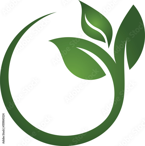 green leaf icon Green leaf and arrow icons for biodegradable recyclable organic bio package