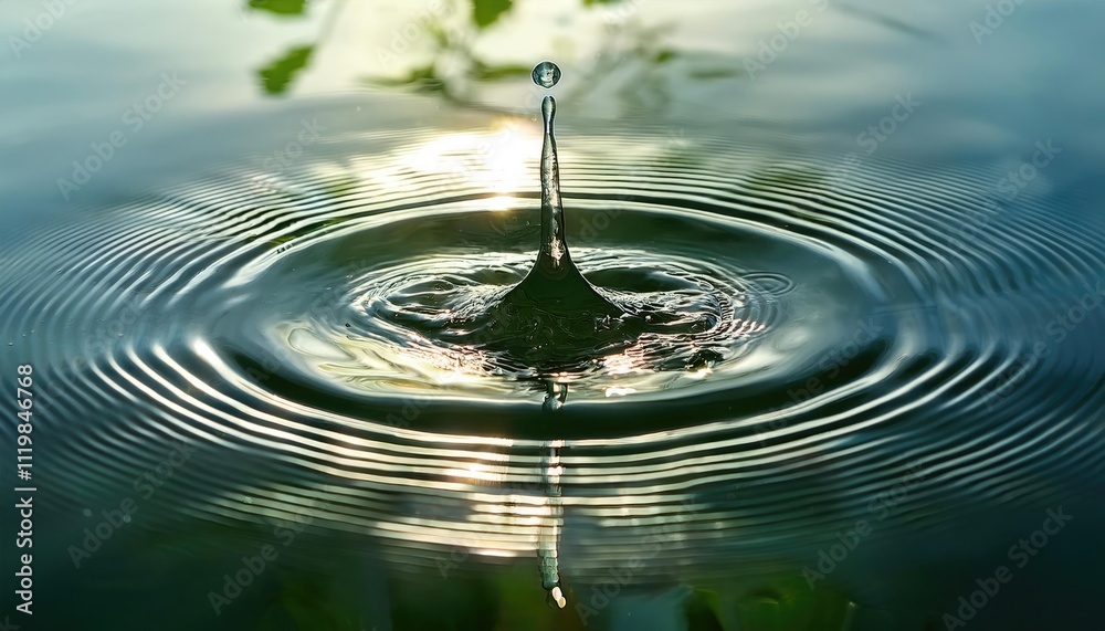 Droplets creating ripples in a pond, representing impact, influence, and how actions affect others Droplets creating ripples in a pond, representing impact, influence, and how actions affect others