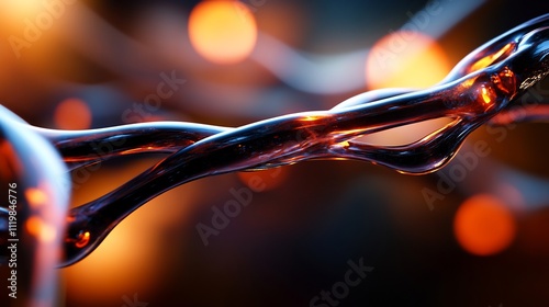 Abstract Liquid Glass Sculpture:  Intricate Curves and Warm Hues