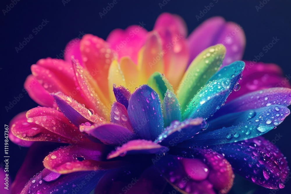 Fototapeta premium Vibrant Flower with Dew on Petals