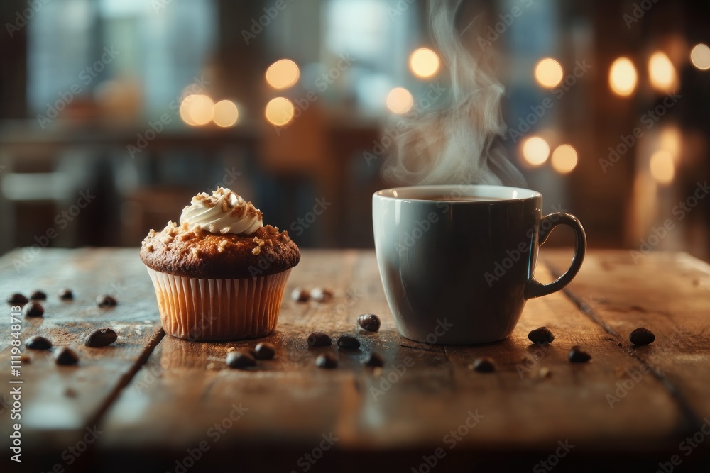 Delightful Coffee and Cup with Freshly Baked Treat Delightful Coffee and Cup with Freshly Baked Treat