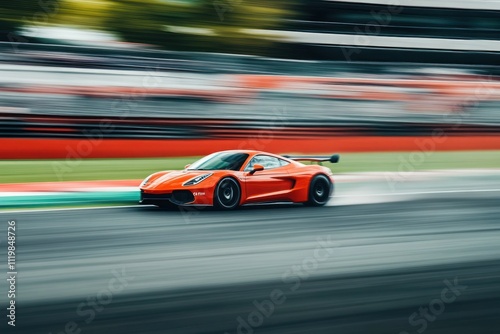 Fast Car Racing Around the Track in Motion