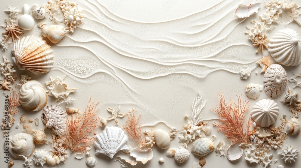 Obraz premium Serene Beach Scene with White Sand and Ocean Elements