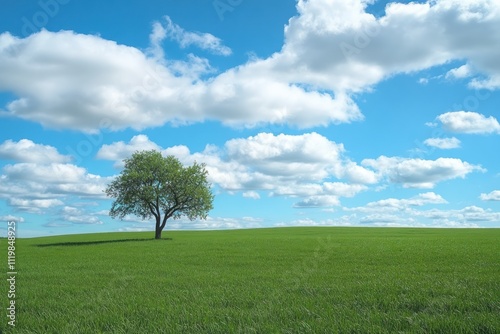 Heart-Shaped Tree in a Vibrant Green Field