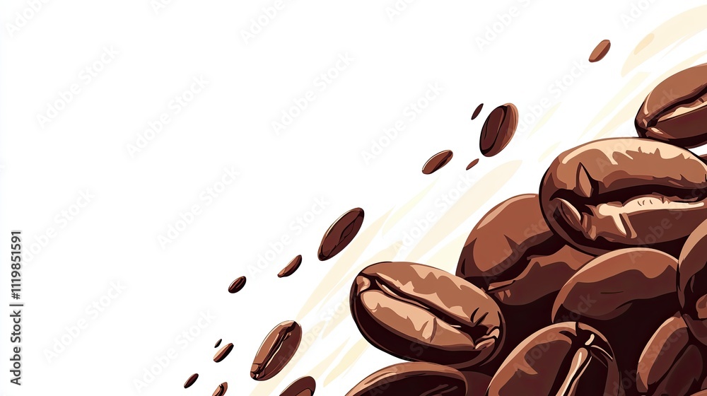 Coffee beans illustration. Roasted coffee beans background. Coffee beans illustration. Roasted coffee beans background.