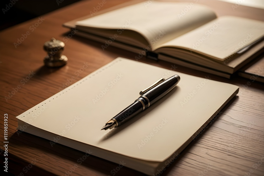 A close-up of a pen resting diagonally on an open jotter. The well-lit scene highlights the texture of the lined pages, perfect for themes of writing, note-taking, and journaling. A close-up of a pen resting diagonally on an open jotter. The well-lit scene highlights the texture of the lined pages, perfect for themes of writing, note-taking, and journaling.